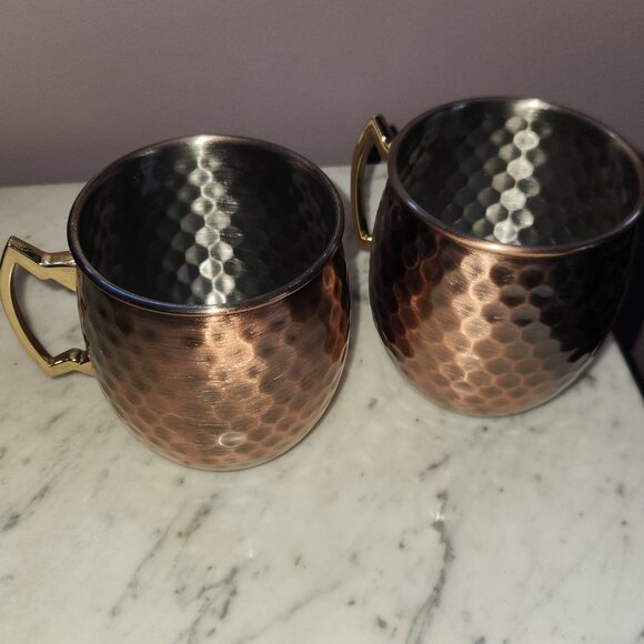 ✨3 for $18✨ Set of 2 Eco One Hammered Copper Moscow Mule Mugs - Picture 3 of 8